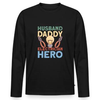 Electrician Electrical Engineer Lineman Electrical - Men's Premium Organic Long Sleeve Shirt - black - Front - Nico (187cm)