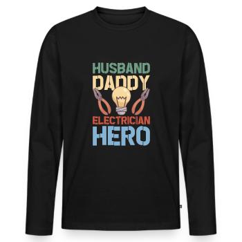 Electrician Electrical Engineer Lineman Electrical - Men's Premium Organic Long Sleeve Shirt - black - Front - Nico (187cm)