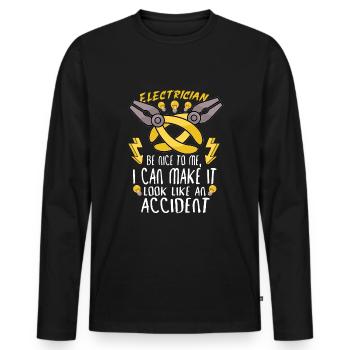 Electrician Electrical Engineer Lineman Electrical - Men's Premium Organic Long Sleeve Shirt - black - Front - Nico (187cm)
