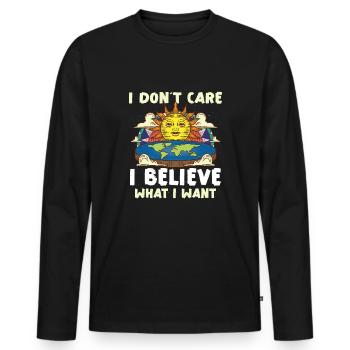 Théorie de la Terre plate Terre plate Armée de la Terre plate Terre - T-shirt manches longues Premium bio Homme - noir - Devant - Nico (187cm)