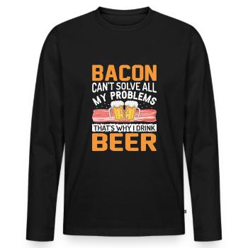 Amateurs de bacon Drôle de bacon Célèbre nourriture Keto - T-shirt manches longues Premium bio Homme - noir - Devant - Nico (187cm)
