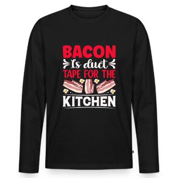 Amateurs de bacon Drôle de bacon Célèbre nourriture Keto - T-shirt manches longues Premium bio Homme - noir - Devant - Nico (187cm)