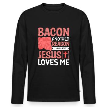 Amateurs de bacon Drôle de bacon Célèbre nourriture Keto - T-shirt manches longues Premium bio Homme - noir - Devant - Nico (187cm)