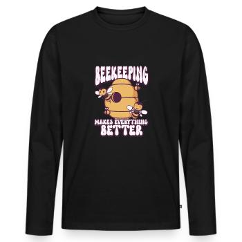 Honey Bee Beekeeping Beekeeper Honeybee Beekeeping - Männer Premium Bio Langarmshirt - Schwarz - Vorne - Nico (187cm)