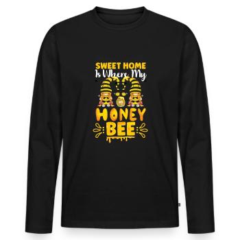 Beekeeper Gnomes Gnome Lover Funny Gnome Honey Bee - Men's Premium Organic Long Sleeve Shirt - black - Front - Nico (187cm)
