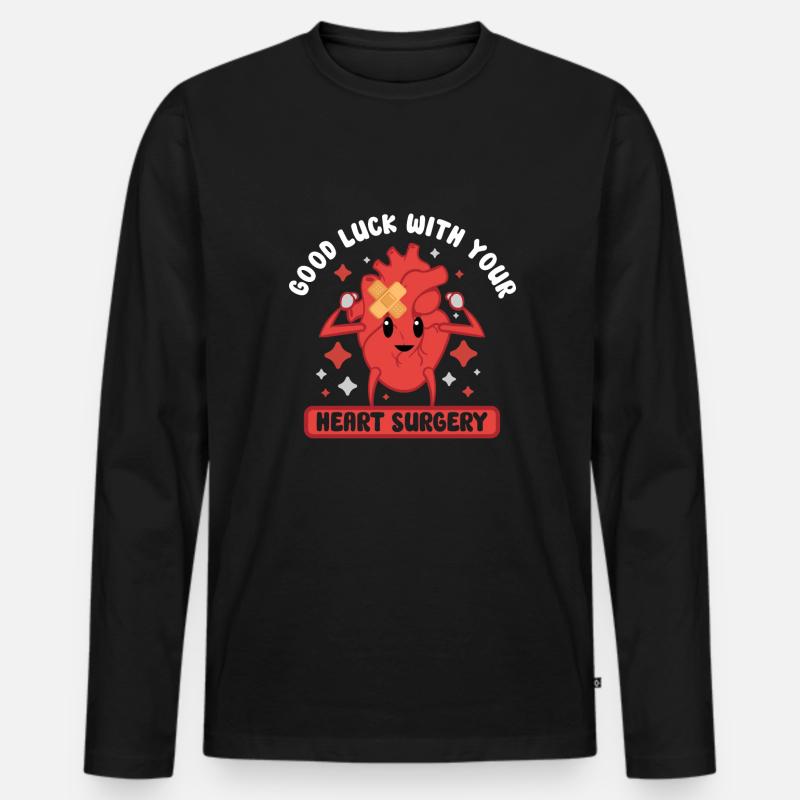Heart Attack Open Heart Surgery Heart Surgery Gift - Männer Premium Bio Langarmshirt - Schwarz
