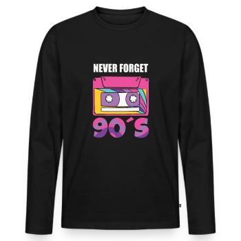 Cassette Type Vintage Cassette Retro Cassette Love - Men's Premium Organic Long Sleeve Shirt - black - Front - Nico (187cm)