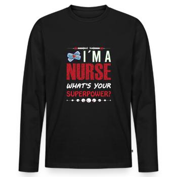 Nurse Nursing Clinic Paramedic - Men's Premium Organic Long Sleeve Shirt - black - Front - Nico (187cm)