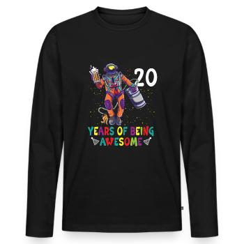 20th Birthday Astronaut Astronomy Solar System - Männer Premium Bio Langarmshirt - Schwarz - Vorne - Nico (187cm)