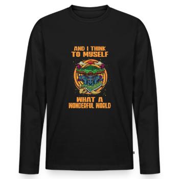 Théorie de la Terre plate Terre plate Armée de la Terre plate Terre - T-shirt manches longues Premium bio Homme - noir - Devant - Nico (187cm)