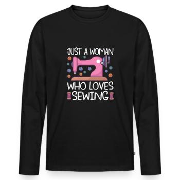 Sewing Machine Funny Sewing Sewing Sewing Fan Hobby - Men's Premium Organic Long Sleeve Shirt - black - Front - Nico (187cm)