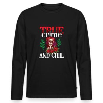 True Crime Murder Spy Crime Intérêt Idée cadeau - T-shirt manches longues Premium bio Homme - noir - Devant - Nico (187cm)