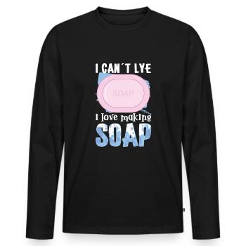 Fabrication de savon Bulles de savon Salle de bain bulle - T-shirt manches longues Premium bio Homme - noir - Devant - Nico (187cm)