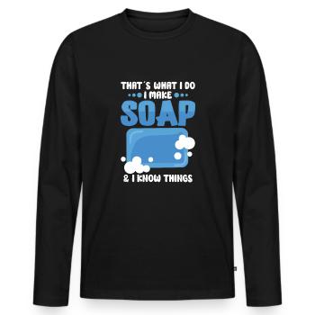 Fabrication de savon Bulles de savon Salle de bain bulle - T-shirt manches longues Premium bio Homme - noir - Devant - Nico (187cm)
