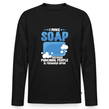 Soap Making Bubbles Bubble Bathroom - Men's Premium Organic Long Sleeve Shirt - black - Front - Nico (187cm)