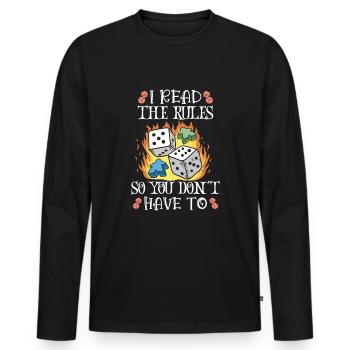 Vin Jeux de société Jeu d’échecs Joueur de plateau Jeux d’argent - T-shirt manches longues Premium bio Homme - noir - Devant - Nico (187cm)