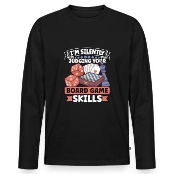 Vin Jeux de société Jeu d’échecs Joueur de plateau Jeux d’argent - T-shirt manches longues Premium bio Homme - noir - Devant - Nico (187cm)
