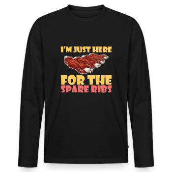 Bbq Spare Ribs Grill Raucher Fleisch Schweinerippe - Männer Premium Bio Langarmshirt - Schwarz - Vorne - Nico (187cm)