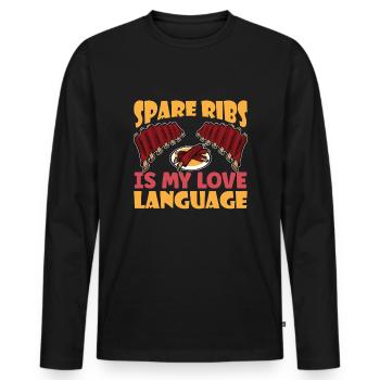 BBQ Spare Ribs Grill Smoker Meat Pork Rib - Men's Premium Organic Long Sleeve Shirt - black - Front - Nico (187cm)