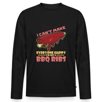BBQ Spare Ribs Grill Smoker Meat Pork Rib - Men's Premium Organic Long Sleeve Shirt - black - Front - Nico (187cm)