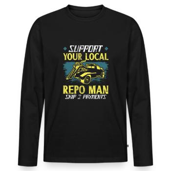 Agent de pension Agent de prise de possession de l’homme de pension - T-shirt manches longues Premium bio Homme - noir - Devant - Nico (187cm)
