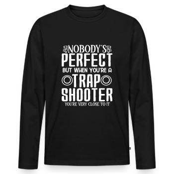 Tontaubenschießen Tontaubenschießen Fallenschießen - Männer Premium Bio Langarmshirt - Schwarz - Vorne - Nico (187cm)