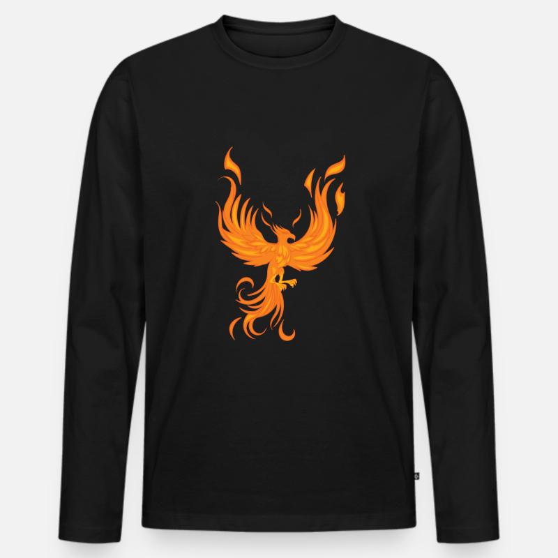 Phönix Vogel Fabelwesen - Männer Premium Bio Langarmshirt - Schwarz