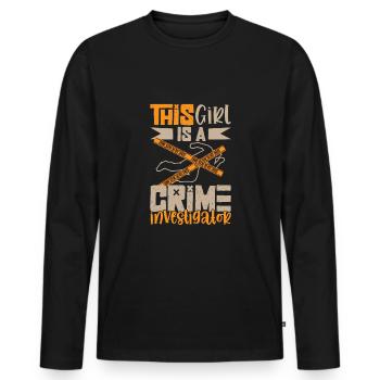 True Crime Murder Spy Crime Intérêt Idée cadeau - T-shirt manches longues Premium bio Homme - noir - Devant - Nico (187cm)