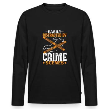 True Crime Murder Spy Crime Intérêt Idée cadeau - T-shirt manches longues Premium bio Homme - noir - Devant - Nico (187cm)