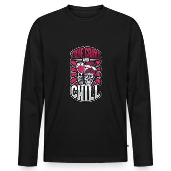 True Crime Murder Spy Crime Intérêt Idée cadeau - T-shirt manches longues Premium bio Homme - noir - Devant - Nico (187cm)