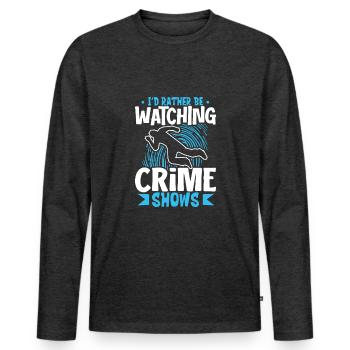 True Crime Murder Spy Crime Intérêt Idée cadeau - T-shirt manches longues Premium bio Homme - anthracite chiné - Devant - Nico (187cm)