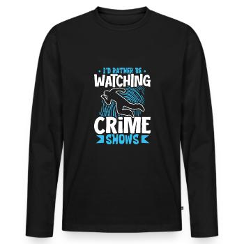 True Crime Murder Spy Crime Intérêt Idée cadeau - T-shirt manches longues Premium bio Homme - noir - Devant - Nico (187cm)