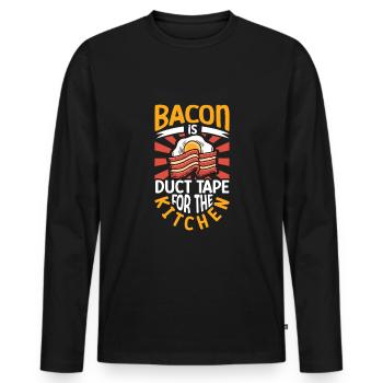 Amateur de bacon drôle Bacon célèbre nourriture Keto - T-shirt manches longues Premium bio Homme - noir - Devant - Nico (187cm)