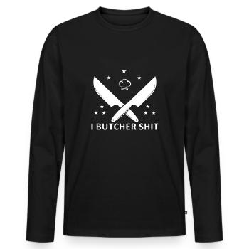 Butcher, Butcher, Meat, Meat Cutter - Men's Premium Organic Long Sleeve Shirt - black - Front - Nico (187cm)