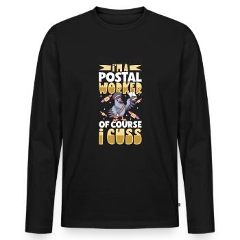Commis des postes Postlady Postman Post Office - T-shirt manches longues Premium bio Homme - noir - Devant - Nico (187cm)
