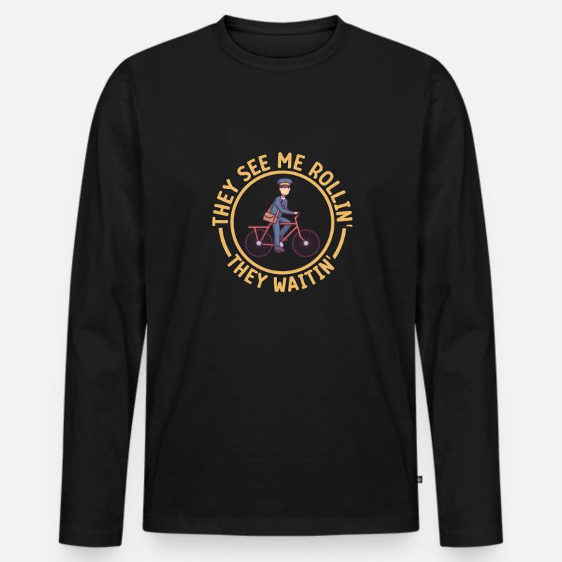 Postangestellte Postdame Postbote Post - Männer Premium Bio Langarmshirt - Schwarz