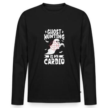 Recherche paranormale Halloween Ghost Hunter - T-shirt manches longues Premium bio Homme - noir - Devant - Nico (187cm)