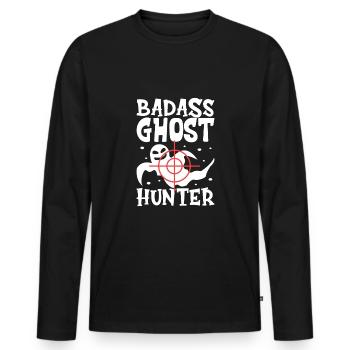 Recherche paranormale Halloween Ghost Hunter - T-shirt manches longues Premium bio Homme - noir - Devant - Nico (187cm)