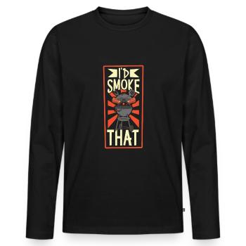 Barbecue Grill Grillades Grillmaster Barbecue Viande de bœuf - T-shirt manches longues Premium bio Homme - noir - Devant - Nico (187cm)