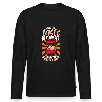 Barbecue Grill Grillades Grillmaster Barbecue Viande de bœuf - T-shirt manches longues Premium bio Homme - noir - Devant - Nico (187cm)