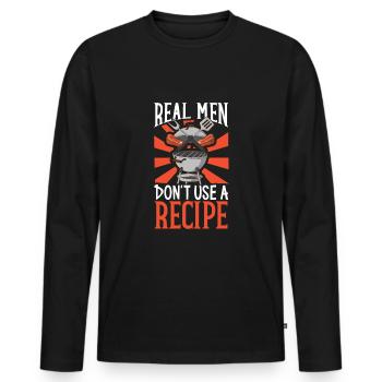 Barbecue Grill Grillades Grillmaster Barbecue Viande de bœuf - T-shirt manches longues Premium bio Homme - noir - Devant - Nico (187cm)