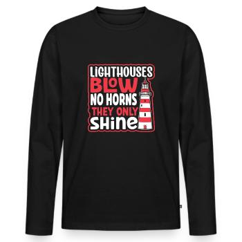 Lighthouse Seaside Nautical I Love Lighthouse - Men's Premium Organic Long Sleeve Shirt - black - Front - Nico (187cm)