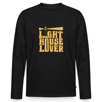 Lighthouse Seaside Nautical I Love Lighthouse - Men's Premium Organic Long Sleeve Shirt - black - Front - Nico (187cm)