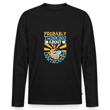 Lighthouse Seaside Nautical I Love Lighthouse - Men's Premium Organic Long Sleeve Shirt - black - Front - Nico (187cm)