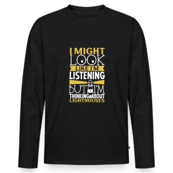 Lighthouse Seaside Nautical I Love Lighthouse - Men's Premium Organic Long Sleeve Shirt - black - Front - Nico (187cm)