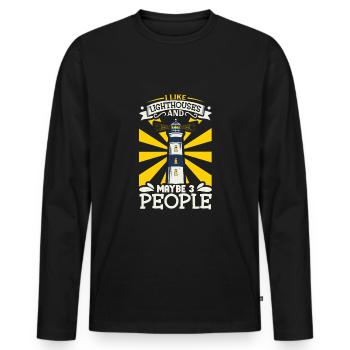 Lighthouse Seaside Nautical I Love Lighthouse - Men's Premium Organic Long Sleeve Shirt - black - Front - Nico (187cm)