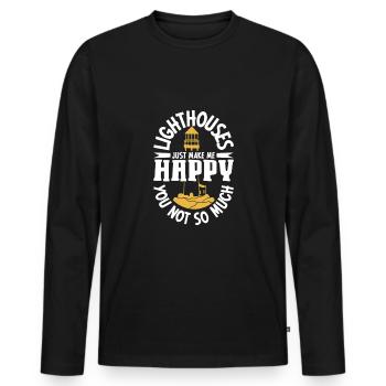Lighthouse Seaside Nautical I Love Lighthouse - Men's Premium Organic Long Sleeve Shirt - black - Front - Nico (187cm)