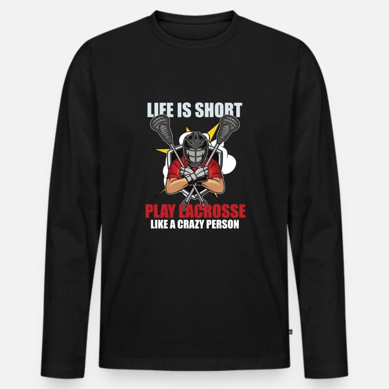 Lacrosse-spieler Lacrosse-trainer Lax Player - Männer Premium Bio Langarmshirt - Schwarz