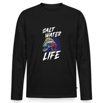 Saltwater Fishing Fisherman Perch Fishing Rod Bobbe - Men's Premium Organic Long Sleeve Shirt - black - Front - Nico (187cm)