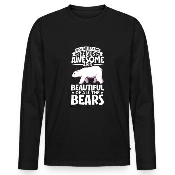 Polar Bear Global Warming Artic Seal hunting Ursus - Men's Premium Organic Long Sleeve Shirt - black - Front - Nico (187cm)